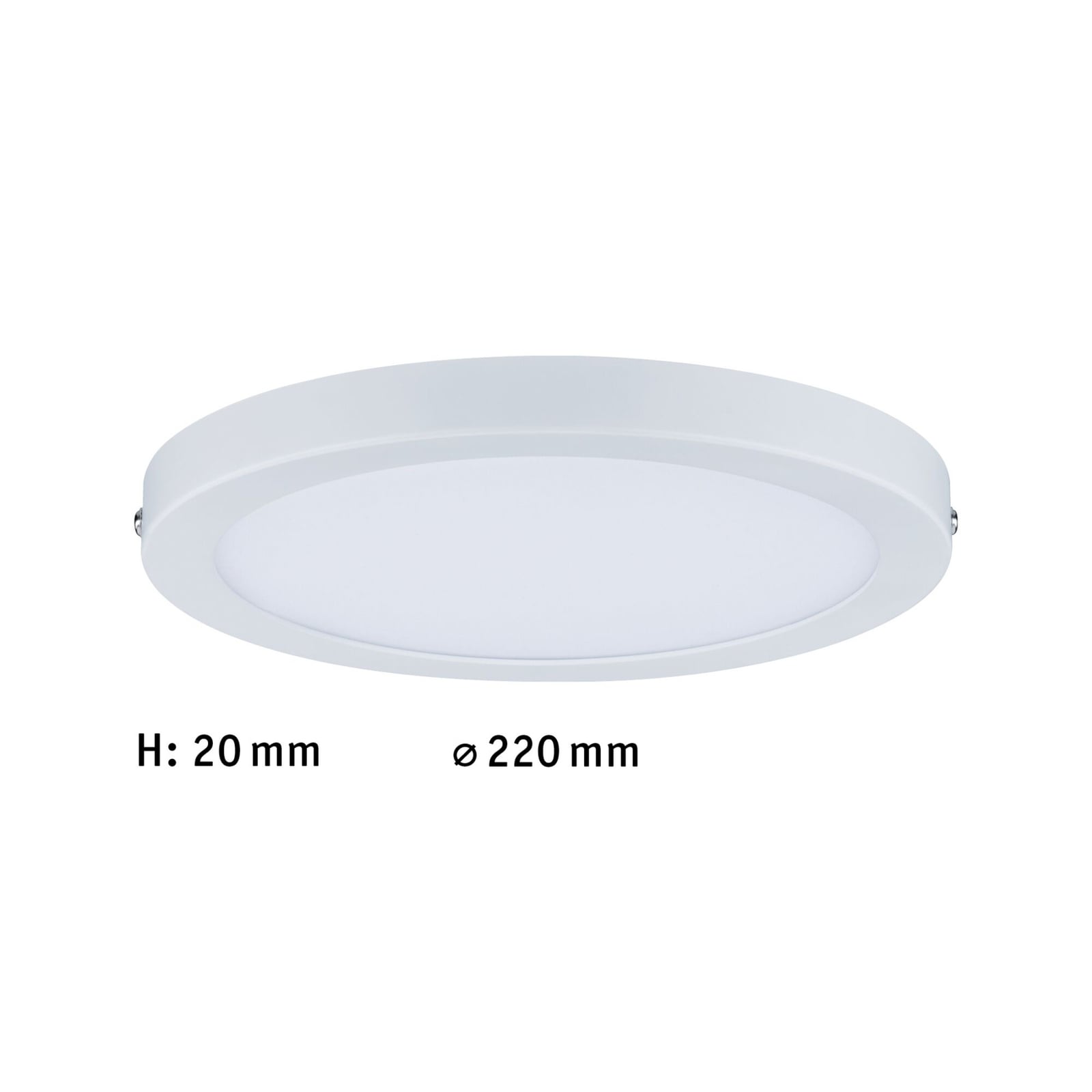 LED-taklampe Atria rund dimbar Ø22 cm hvit matt side