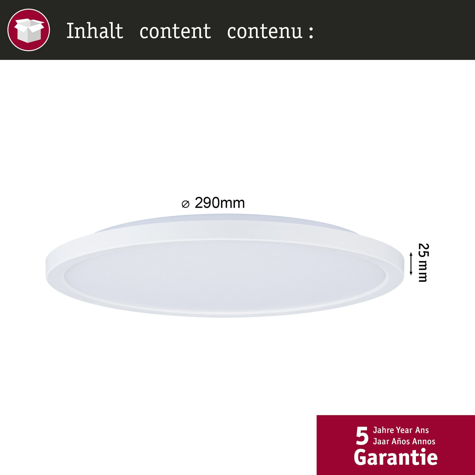 Nærbilde av LED taklampe Atria Shine hvit