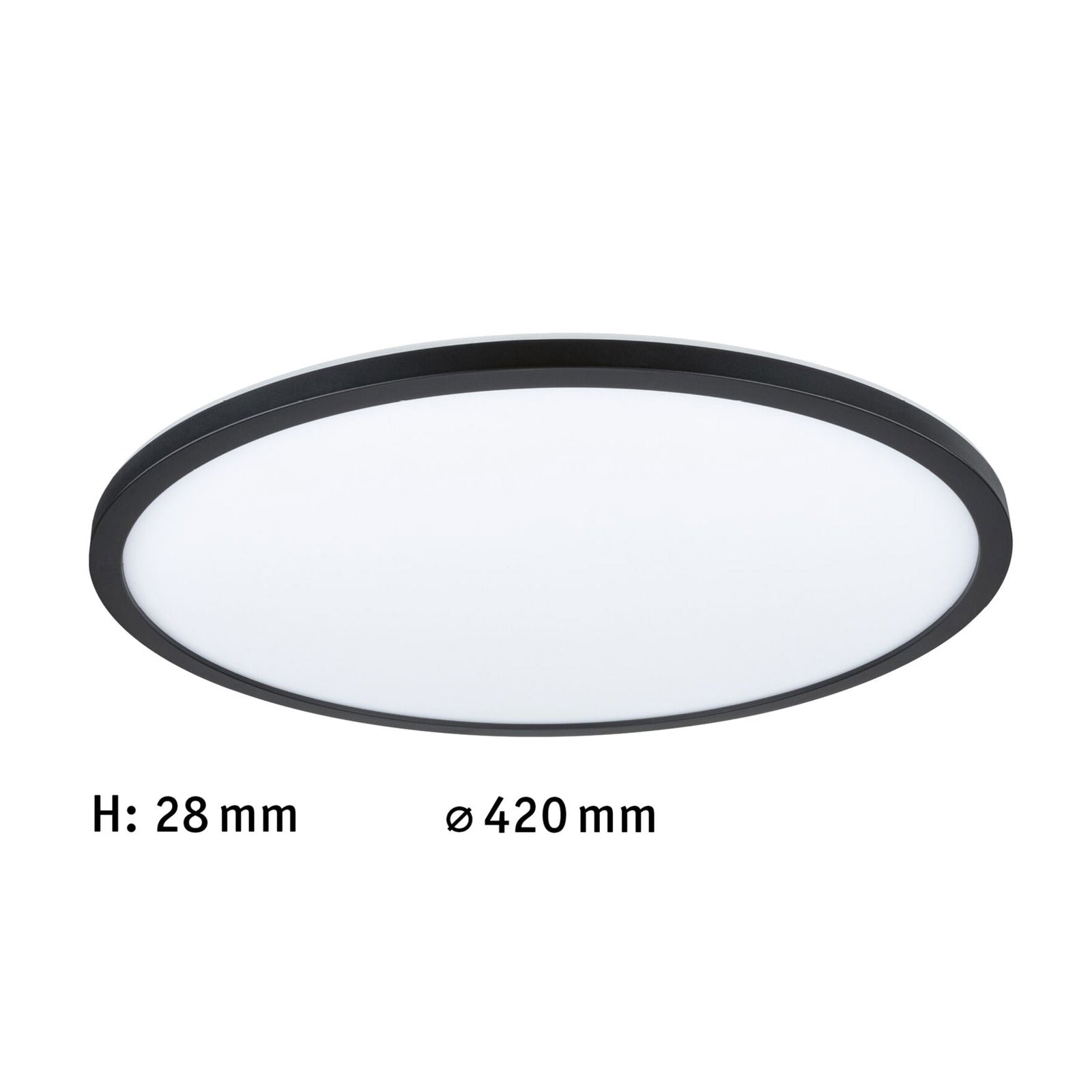 Nærbilde av LED taklampe Atria Shine panel dimbar svart Ø42 cm