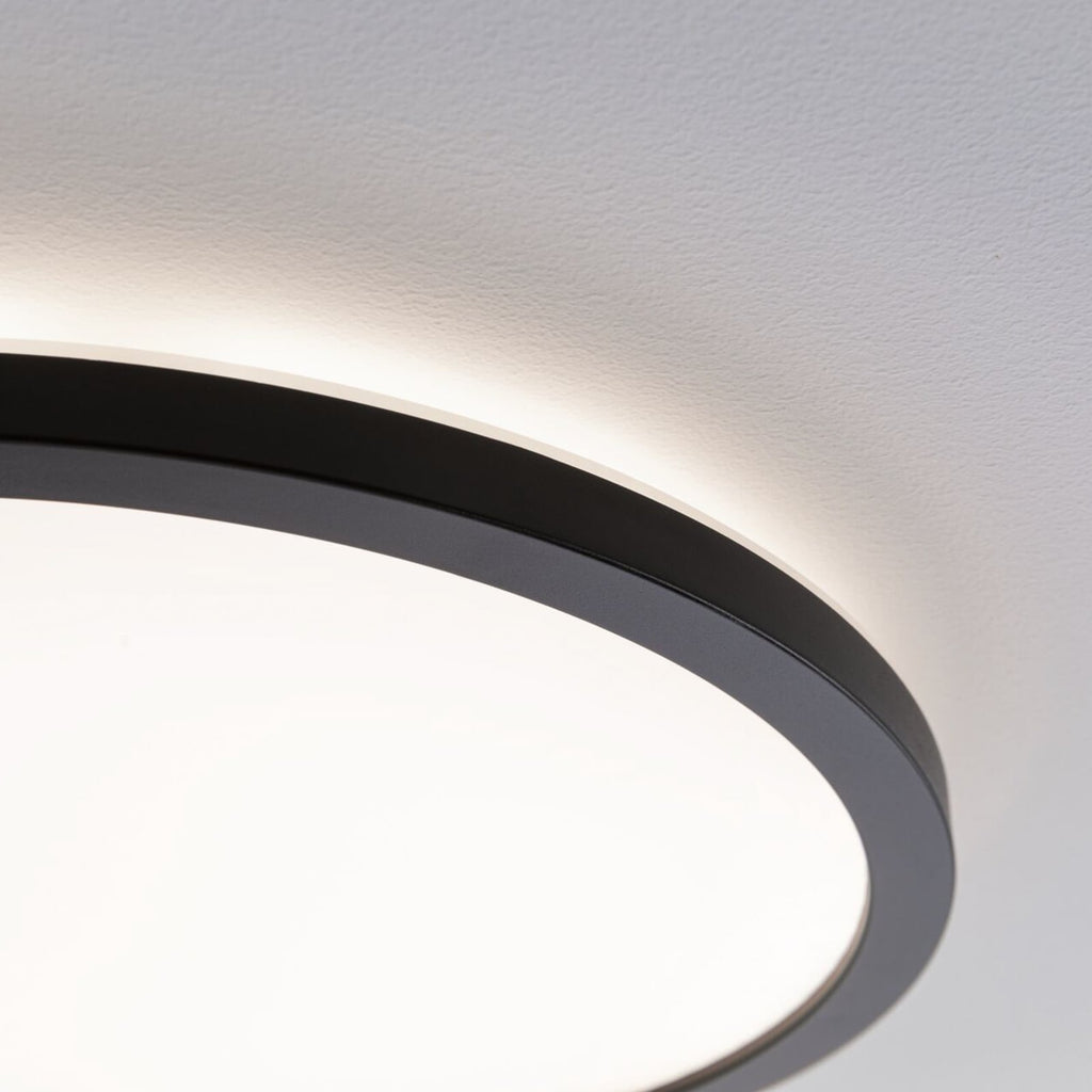 LED taklampe Atria Shine panel svart Ø19 cm varmhvit detalj