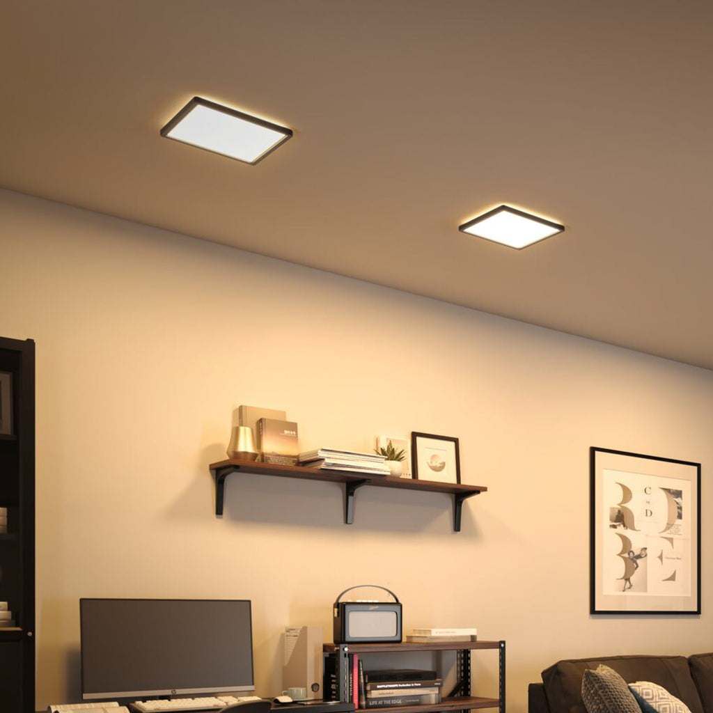 Montert LED taklampe Atria Shine svart 19x19 cm varmhvit i tak