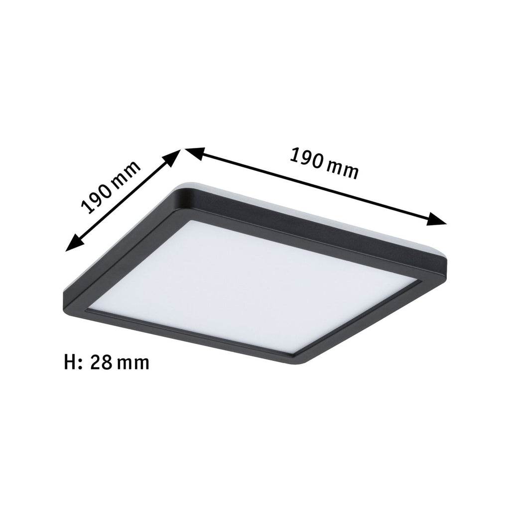 Nærbilde av LED taklampe Atria Shine svart 19x19 cm varmhvit