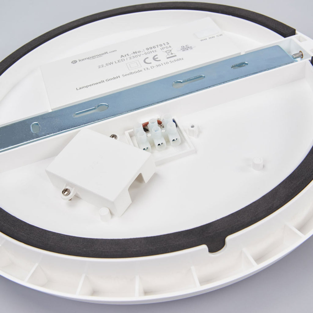 LED taklampe Augustin dimbar Ø30 cm hvit med IP54 beskyttelse