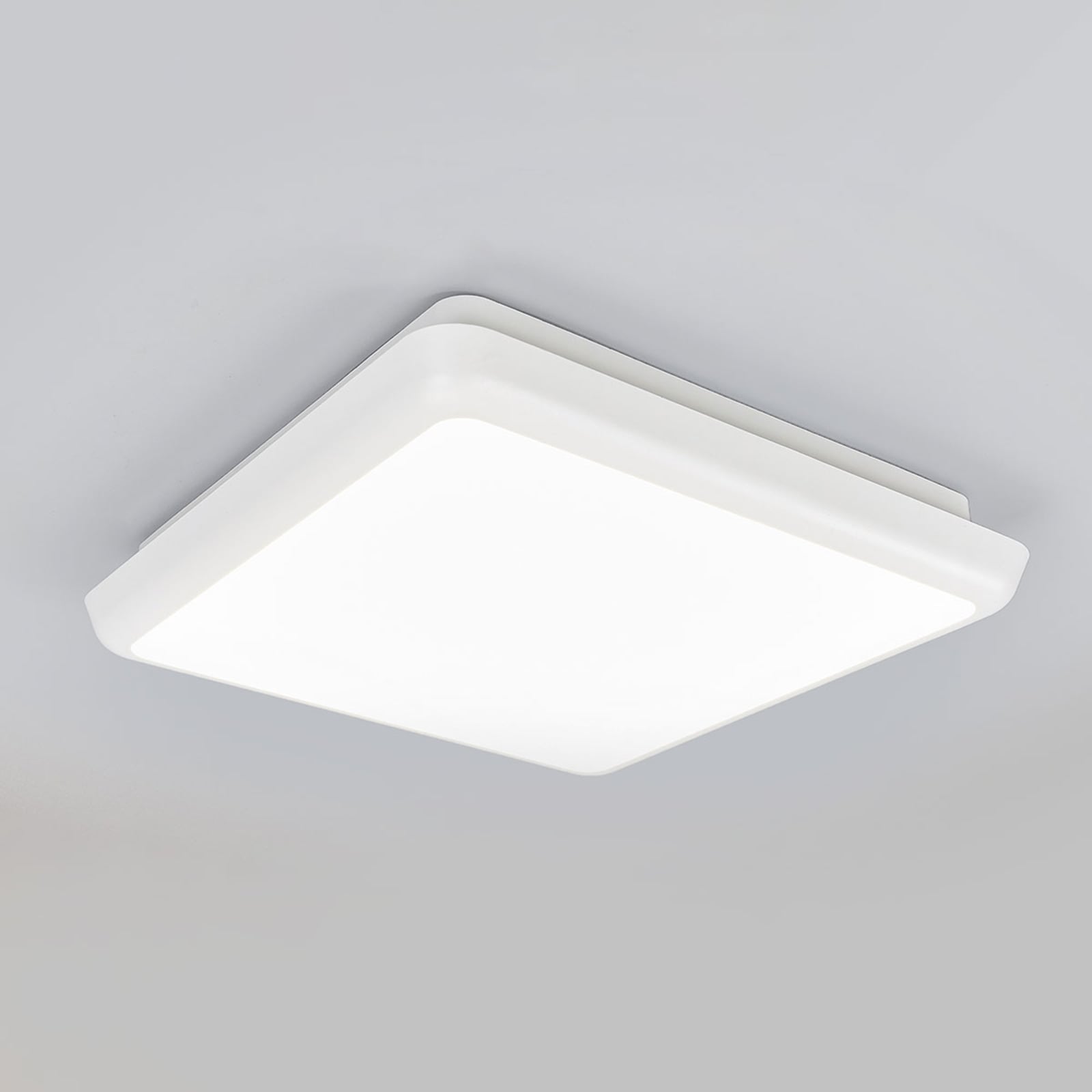 Nærbilde av LED taklampe Augustin hvit 25x25 cm 10W IP54 lyspære