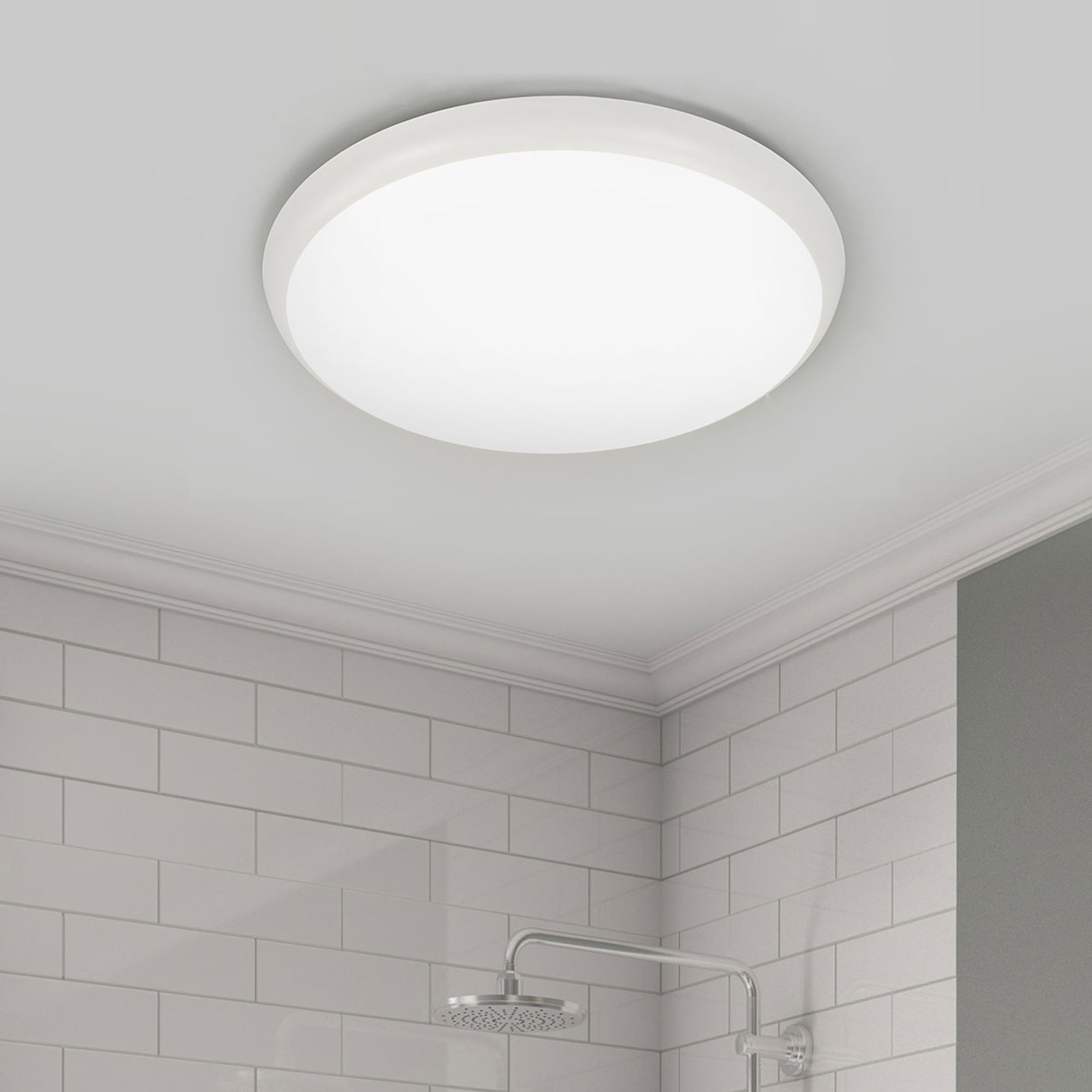 LED taklampe Augustin hvit plast Ø40 cm 4000K IP54 montert i rom