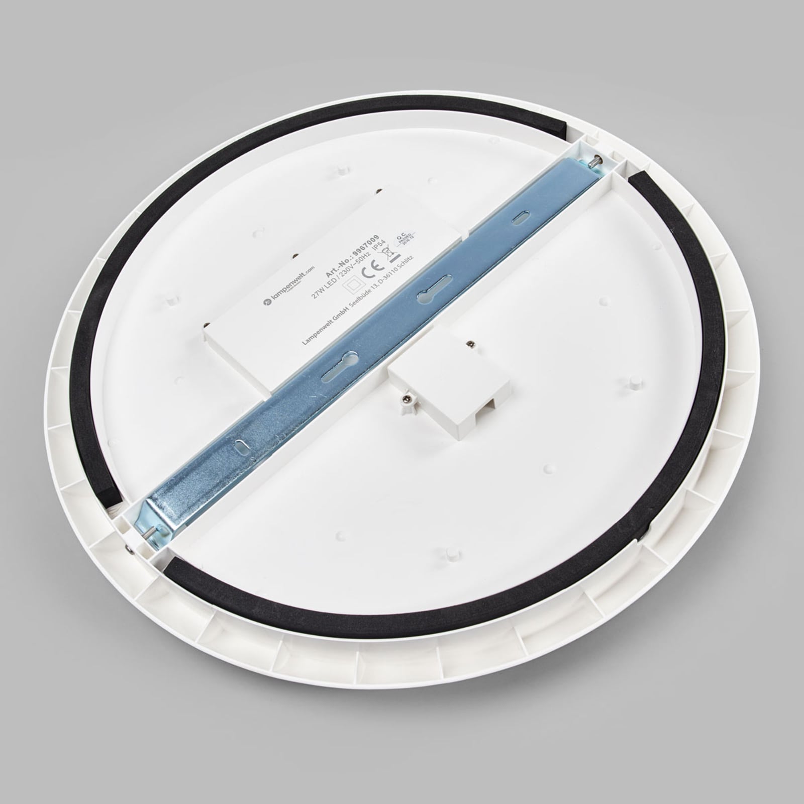 LED taklampe Augustin hvit plast Ø40 cm 4000K IP54 sideprofil