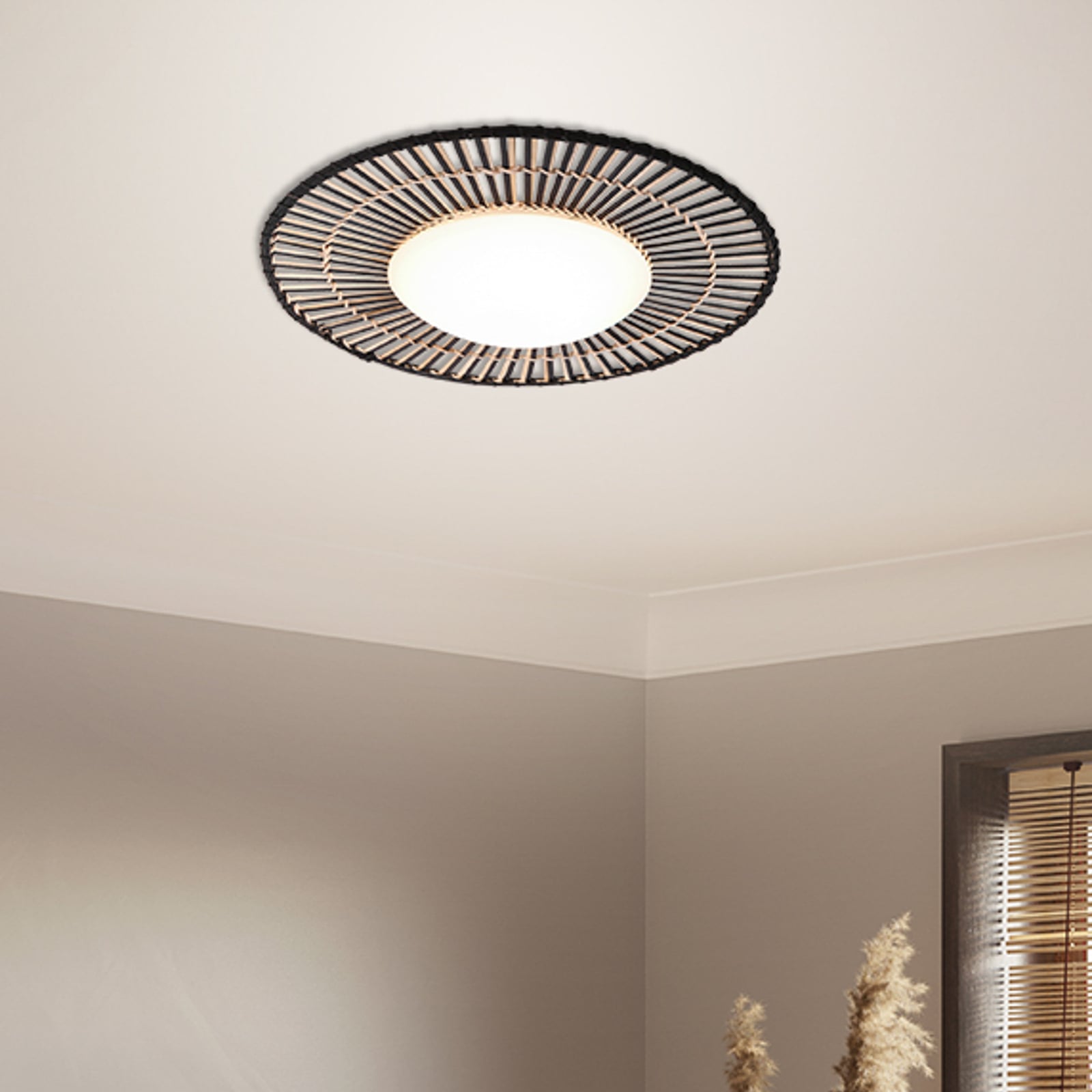 LED taklampe Aura bambus dimbar forfra