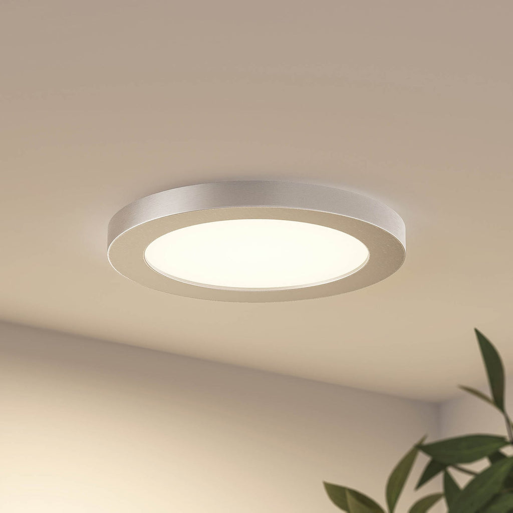 LED taklampe Aureka CCT Ø23 cm sølv aluminium forfra