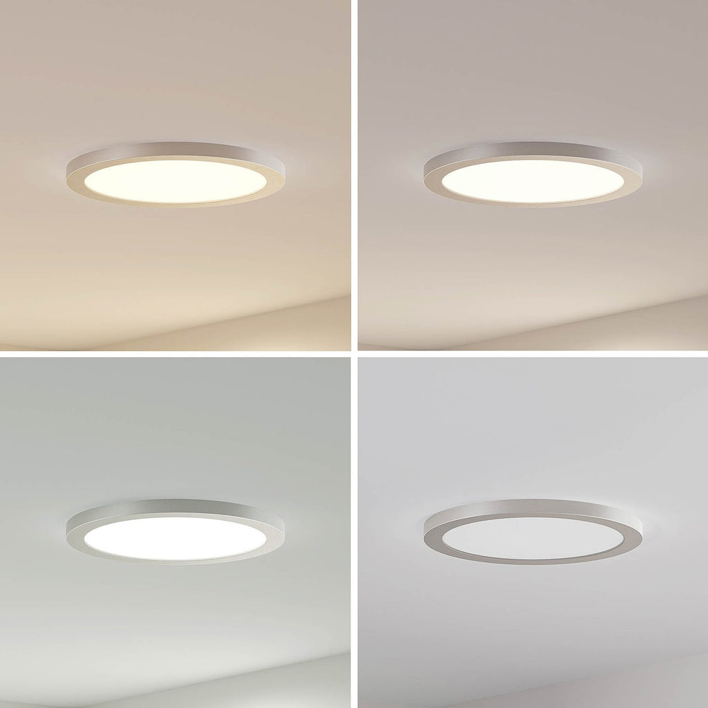 LED taklampe Aureka CCT aluminium sølv Ø33 cm DIP-bryter for fargetemperatur