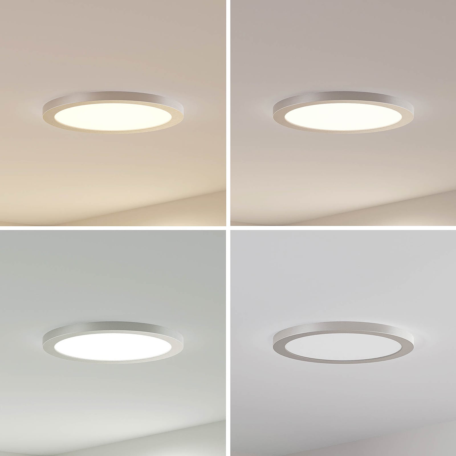 LED taklampe Aureka CCT aluminium sølv Ø33 cm DIP-bryter for fargetemperatur