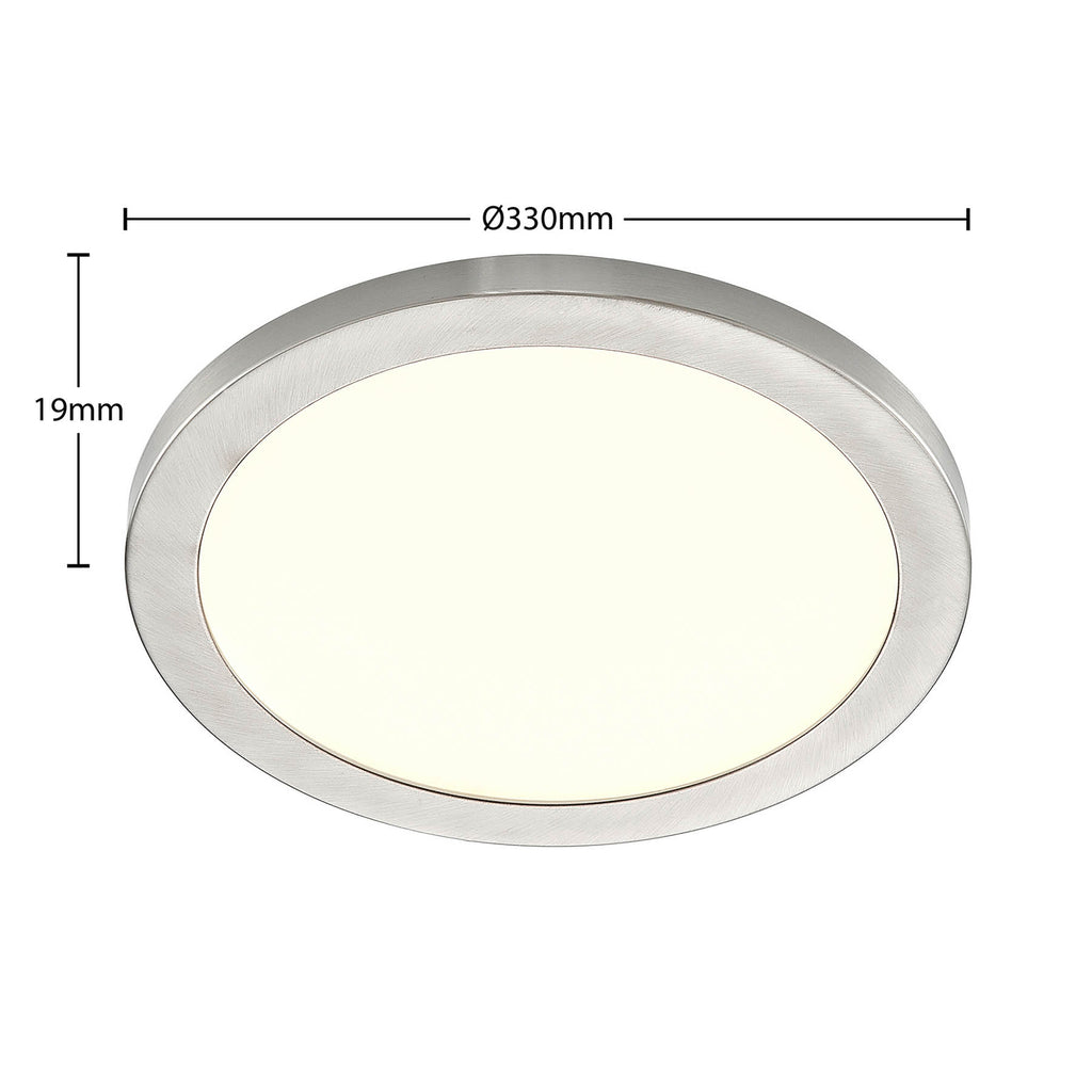 LED taklampe Aureka CCT aluminium sølv Ø33 cm sideprofil