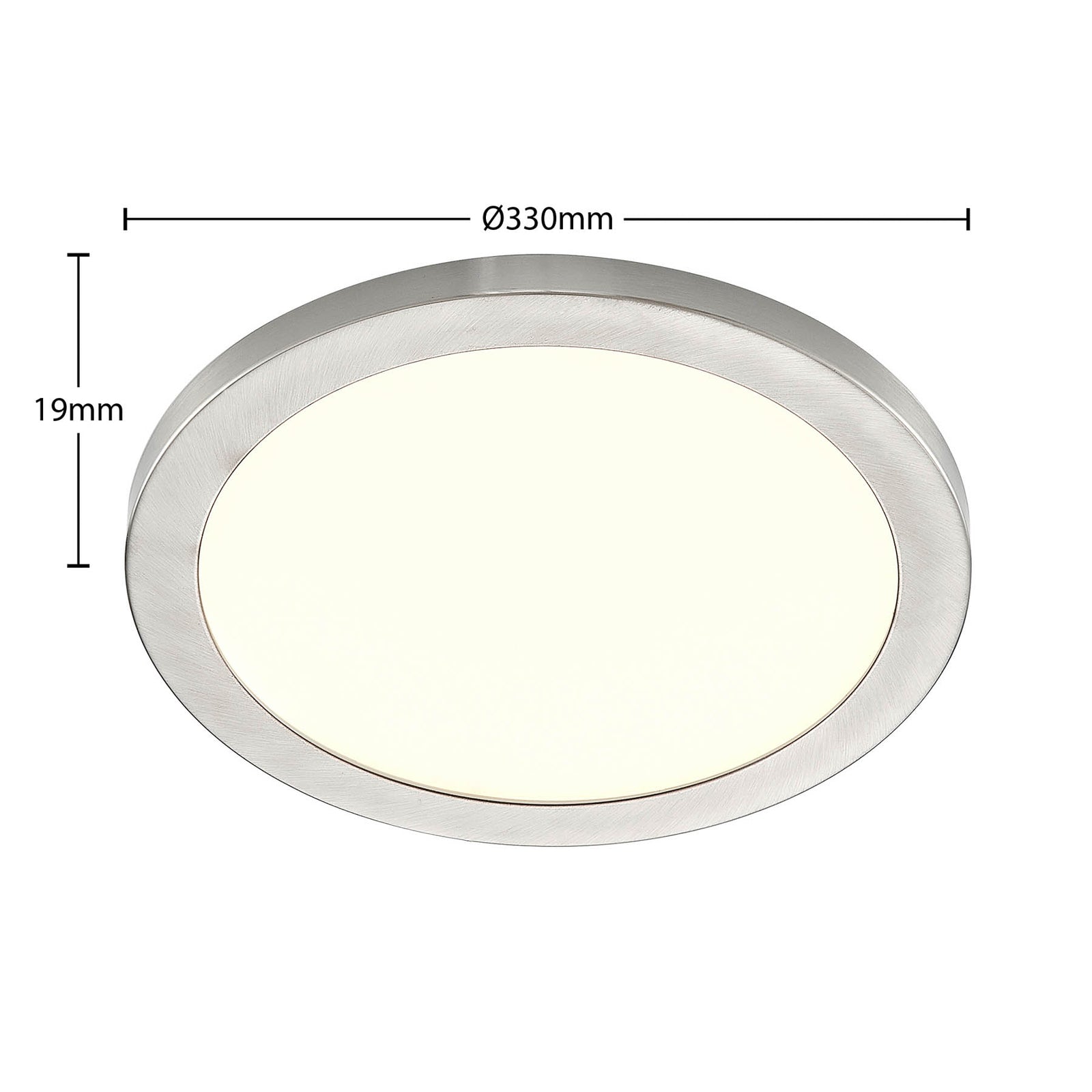 LED taklampe Aureka CCT aluminium sølv Ø33 cm sideprofil