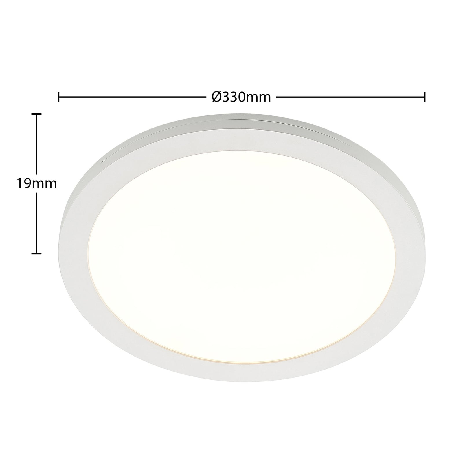 Nærbilde av LED taklampe Aureka med sensor hvit