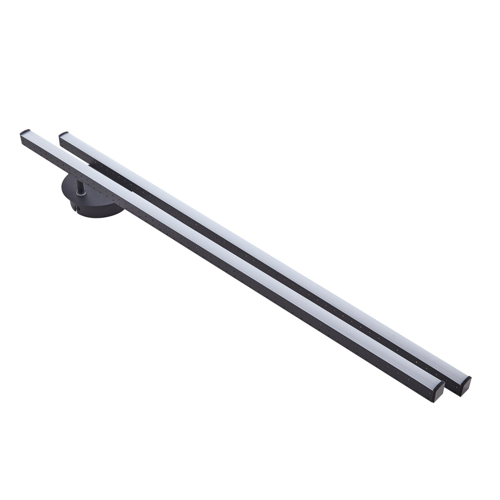 Nærbilde av LED taklampe Aurendor svart aluminium 135 cm lysdetalj