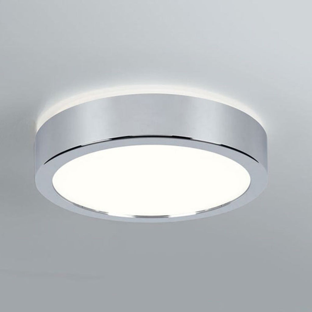 LED taklampe Aviar rund krom Ø22 cm dimbar IP44 4000K forfra