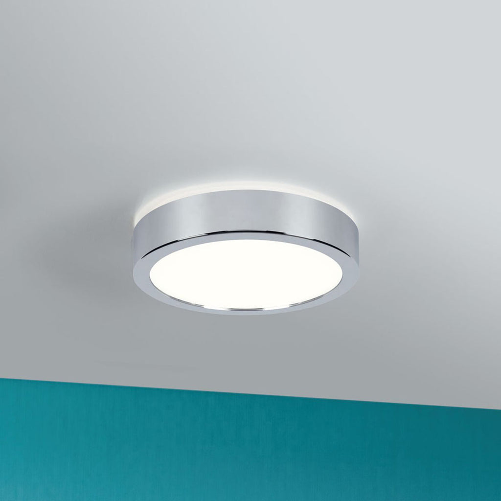 LED taklampe Aviar rund krom Ø22 cm dimbar IP44 4000K bakside