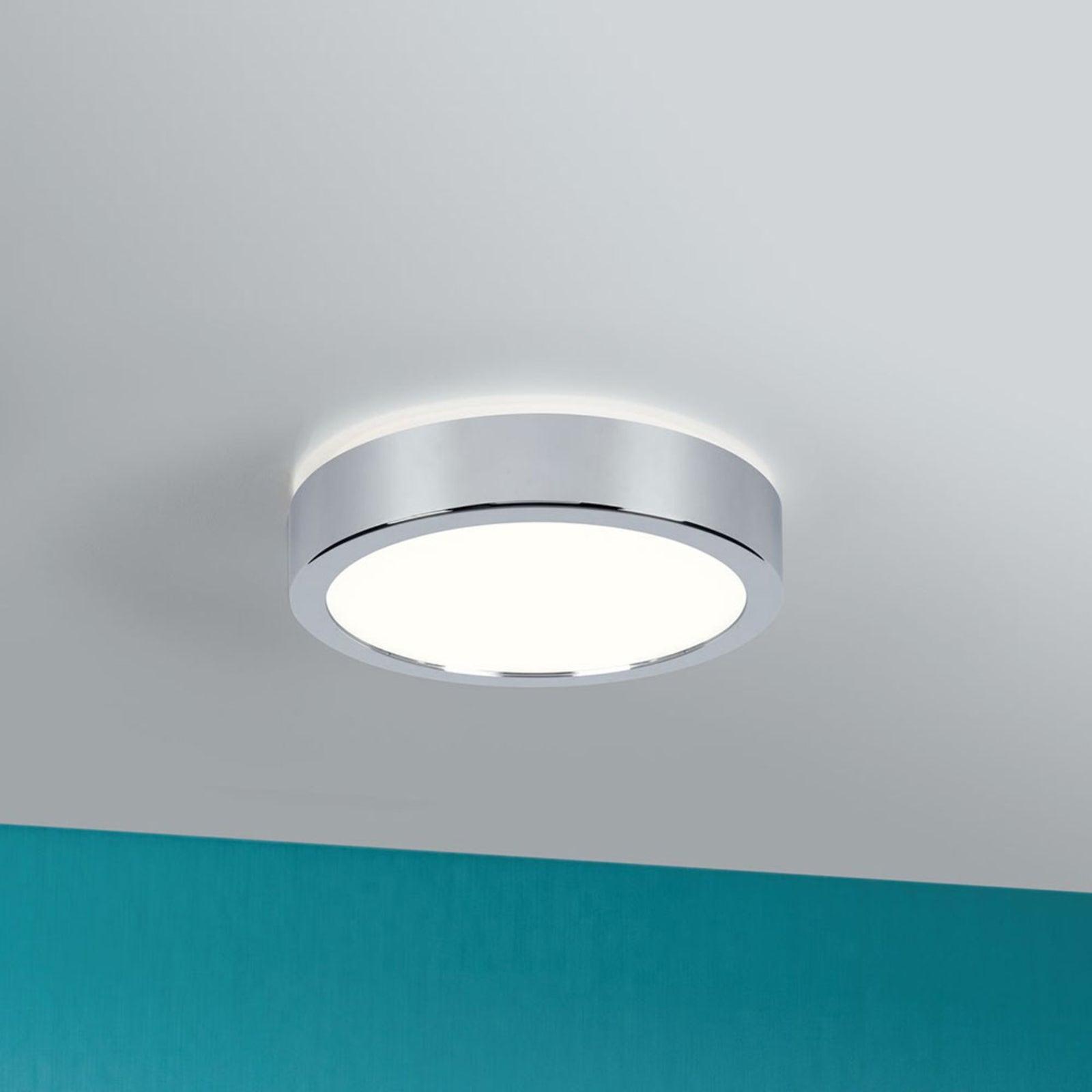 LED taklampe Aviar rund krom Ø22 cm dimbar IP44 4000K bakside