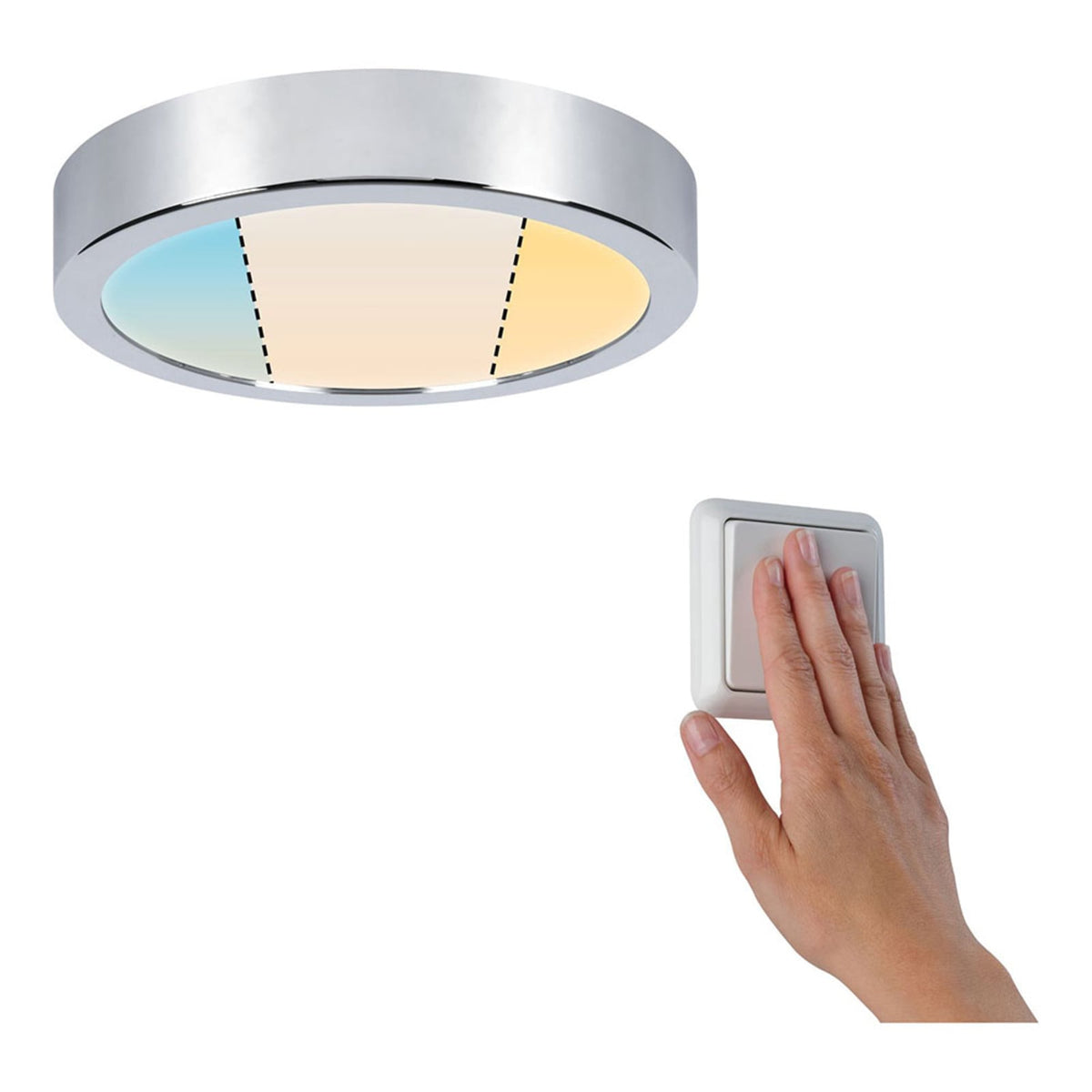 LED taklampe Aviar WhiteSwitch krom nærbilde av overflate