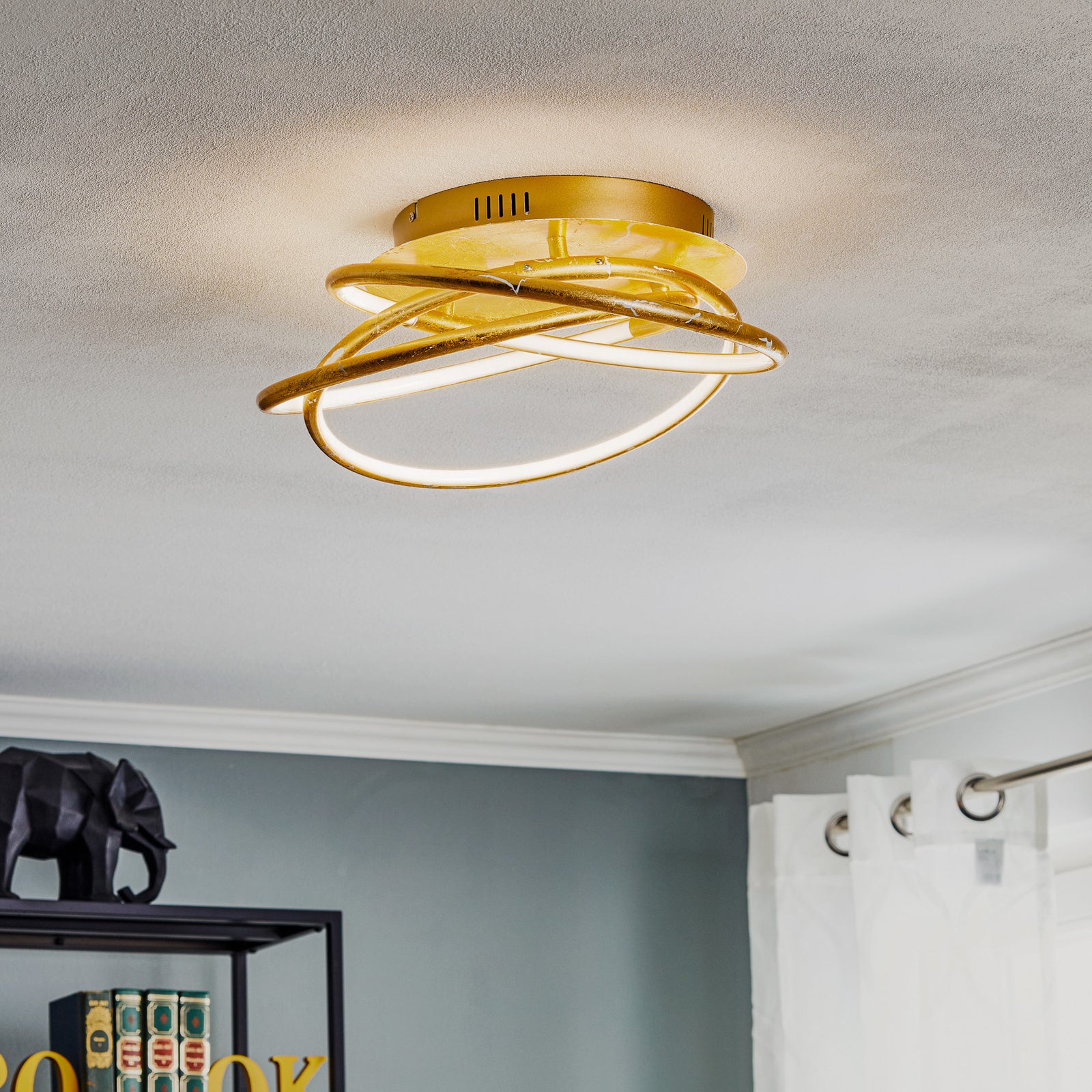 LED taklampe Barna 3 ringer gull bakside