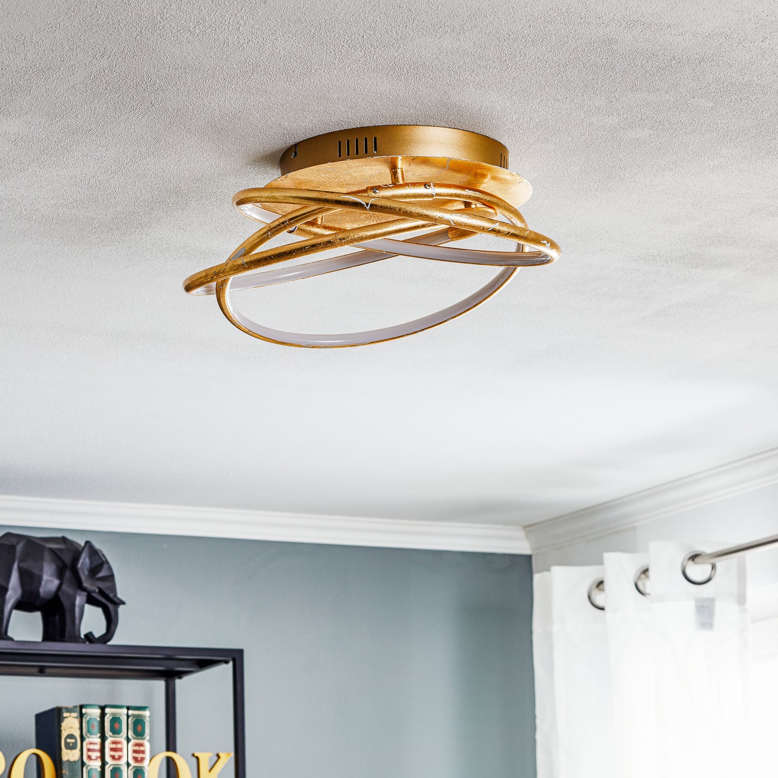 LED taklampe Barna 3 ringer gull detalj