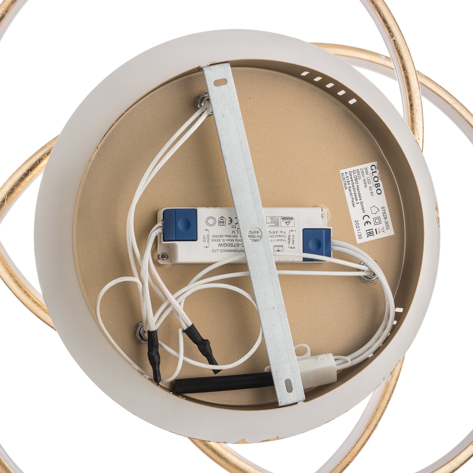 LED taklampe Barna 3 ringer gull lys i bruk