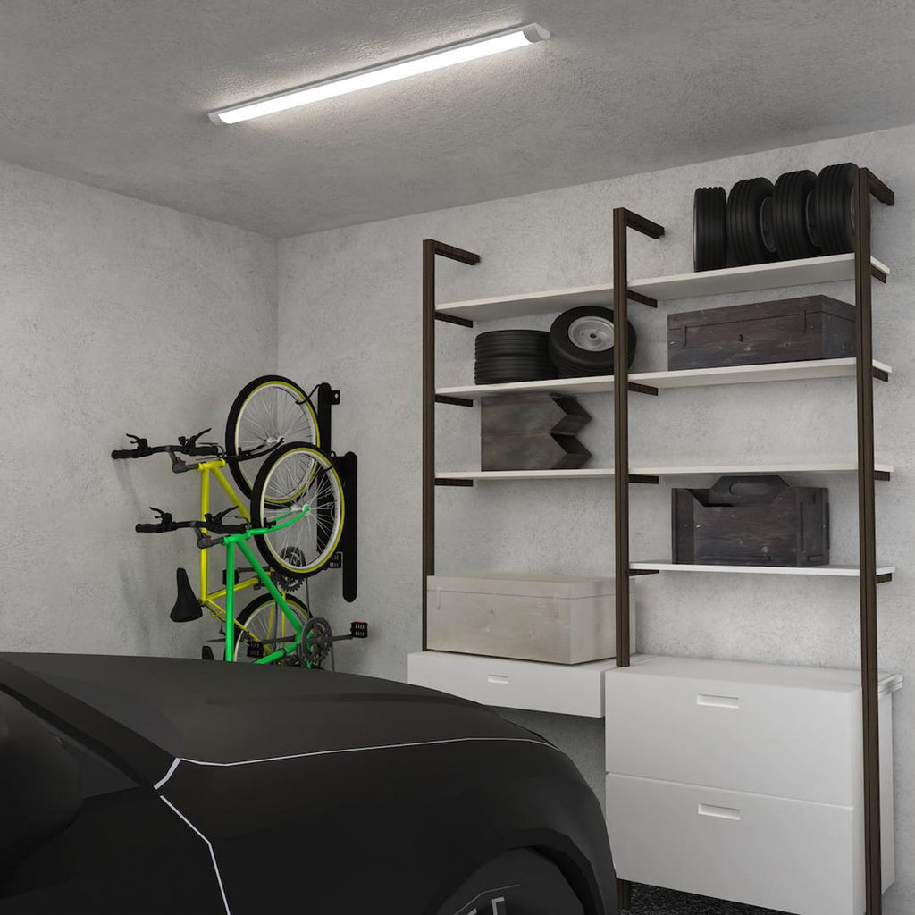 Nærbilde av LED taklampe Batten hvit aluminium 120 cm
