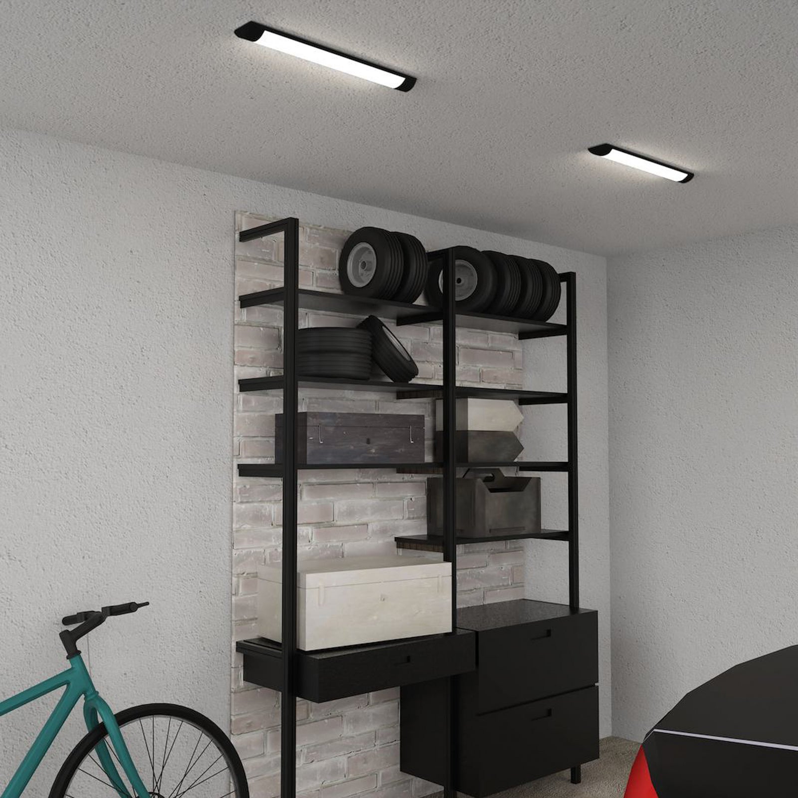 LED taklampe Batten svart aluminium montert i rom