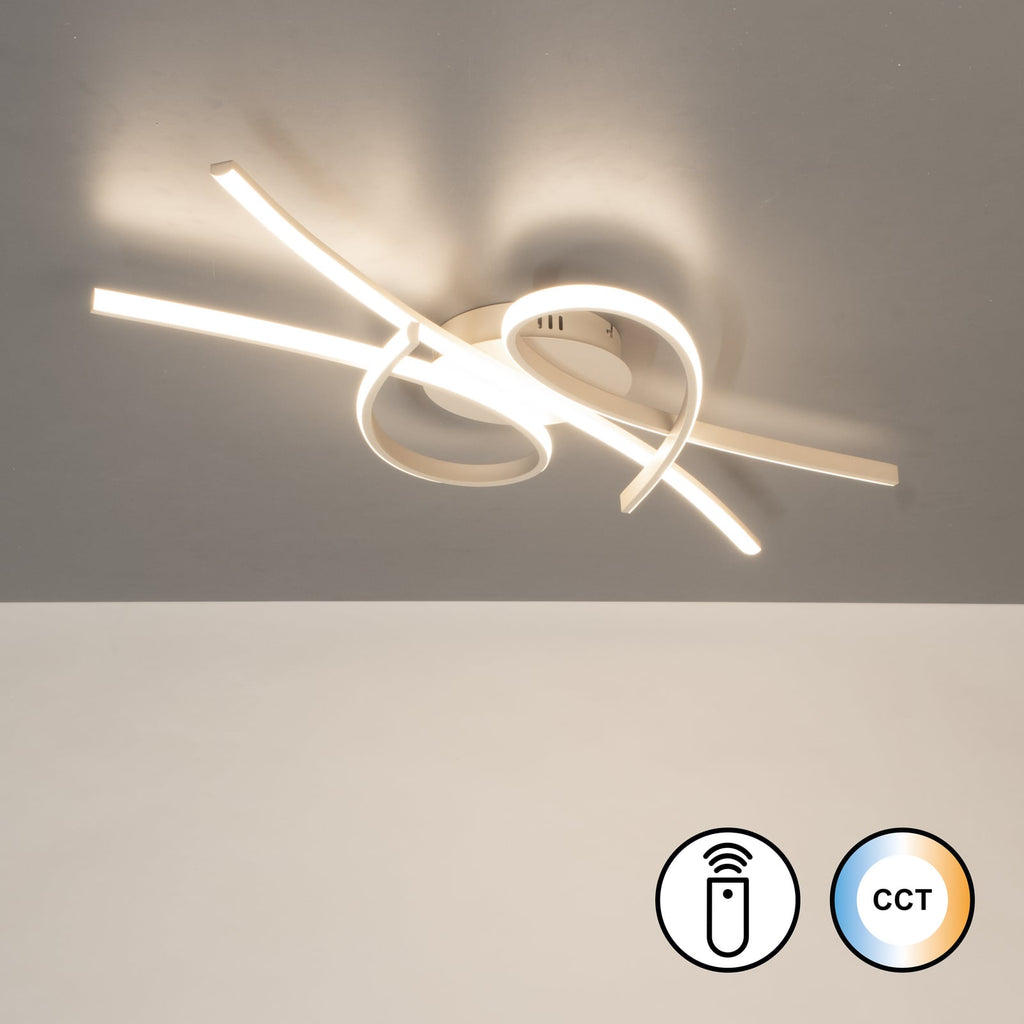 LED taklampe Biba sandfarget 100 cm nærbilde av fjernkontroll