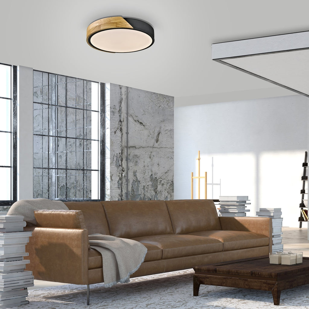 LED taklampe Bila svart tre Ø32 cm bakside