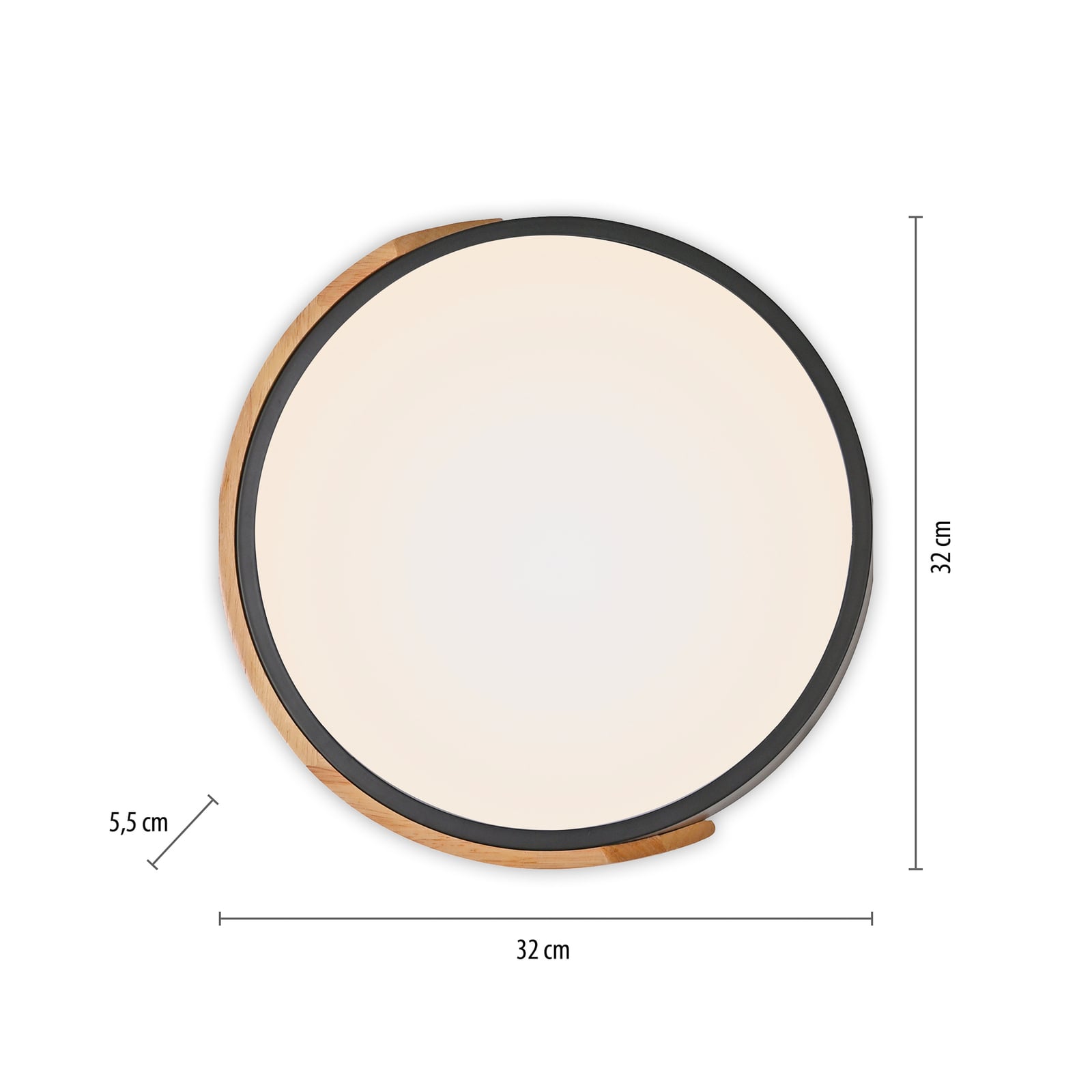 Montert LED taklampe Bila svart tre Ø32 cm i rom