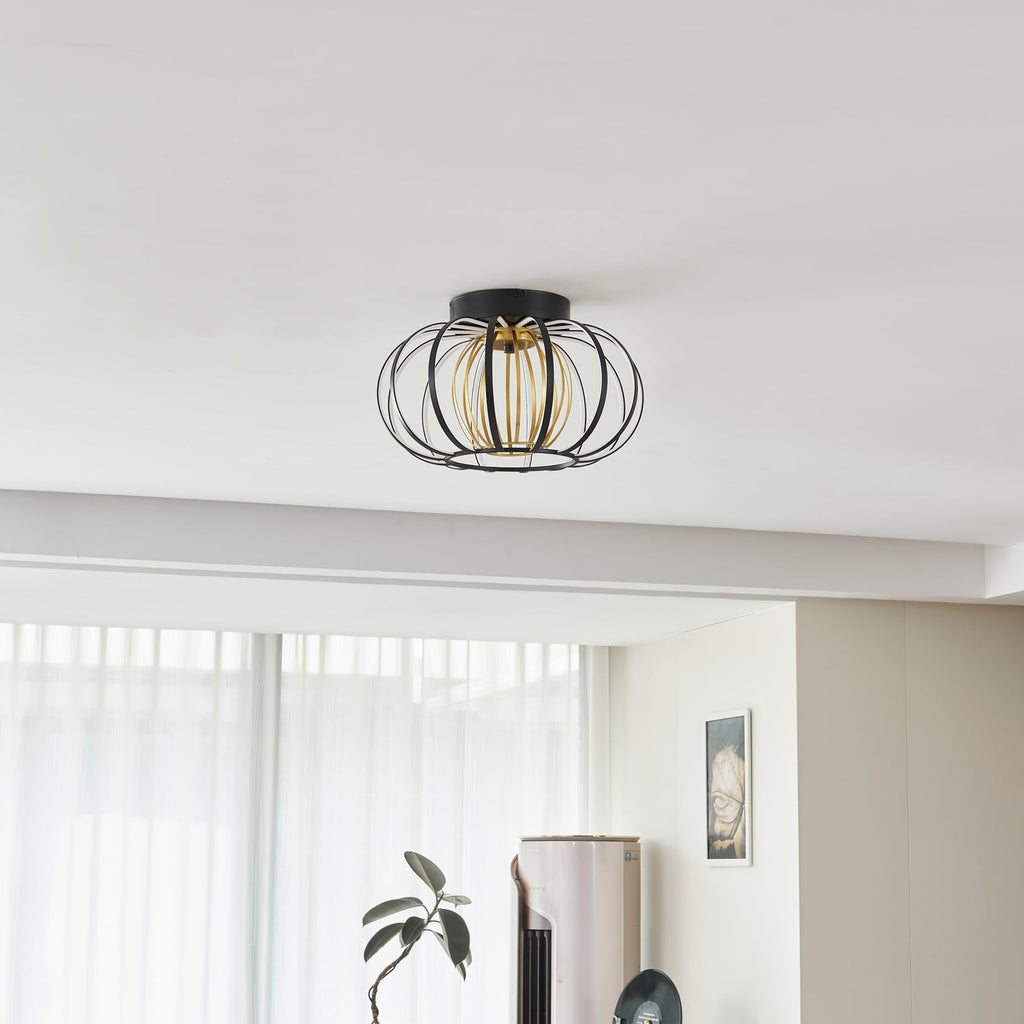LED taklampe Birger dimbar svart/gull Ø39 cm detalj