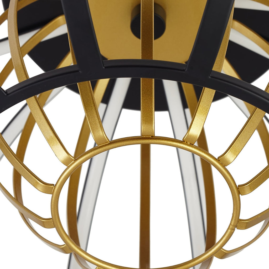 LED taklampe Birger dimbar svart/gull Ø39 cm med dimmer