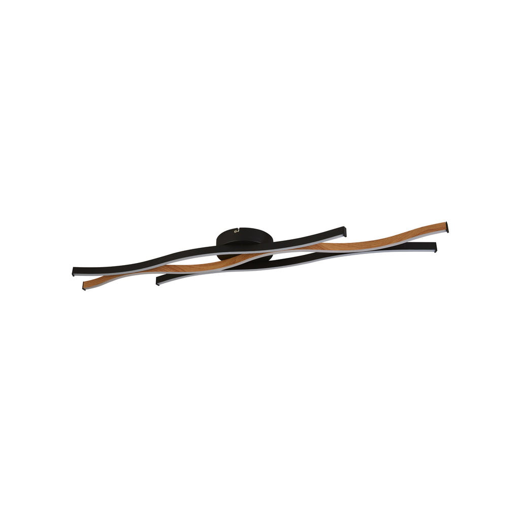 LED taklampe Bloom Swirl svart/tre CCT dimbar bakside