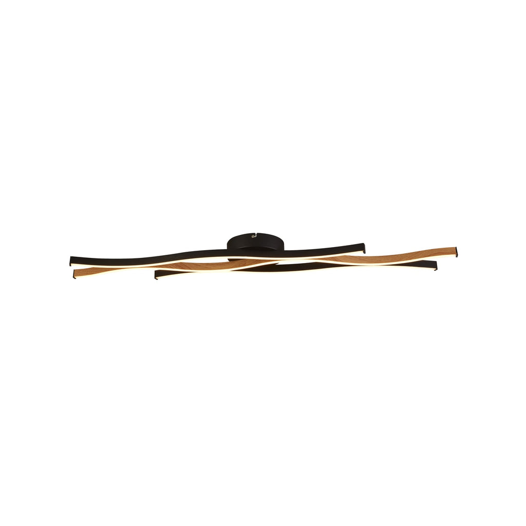 Detalj av LED taklampe Bloom Swirl svart/tre CCT dimbar