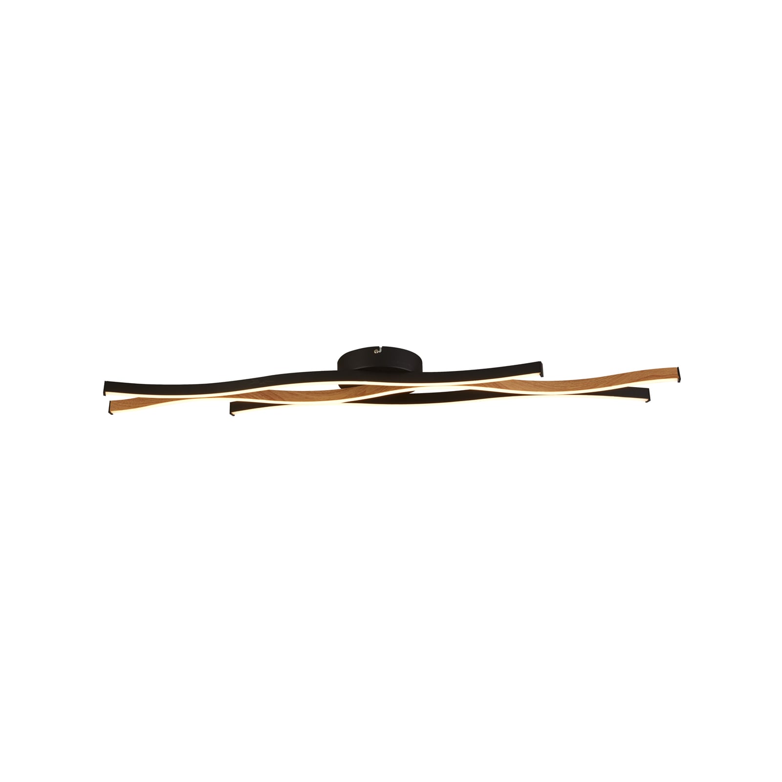 Detalj av LED taklampe Bloom Swirl svart/tre CCT dimbar