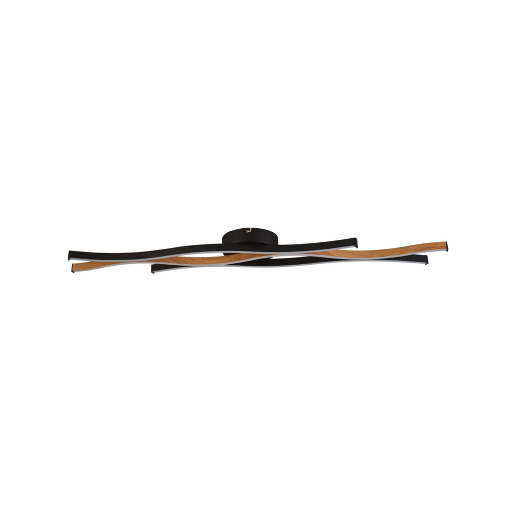 Montert LED taklampe Bloom Swirl svart/tre CCT dimbar i rom