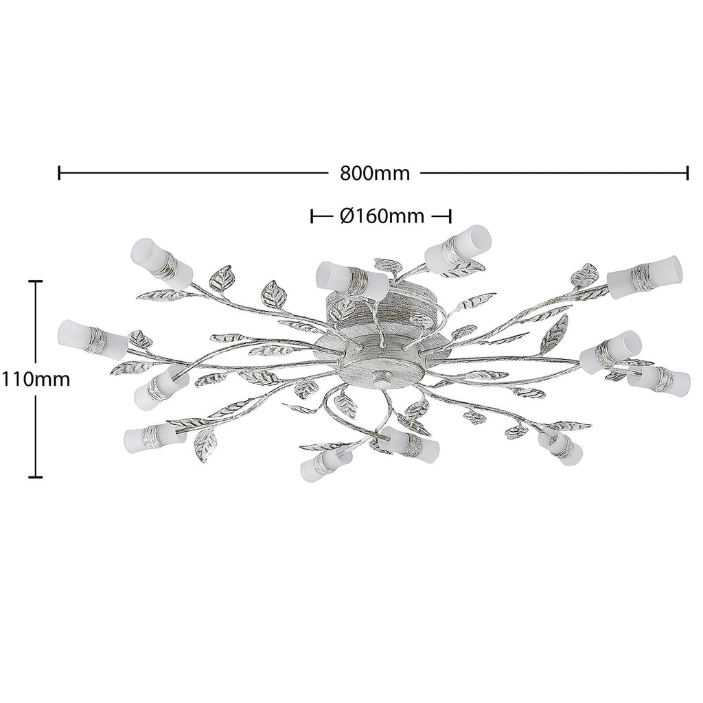 Montert LED taklampe Bolonia 12-lys bronse/hvit Ø80 cm i rom