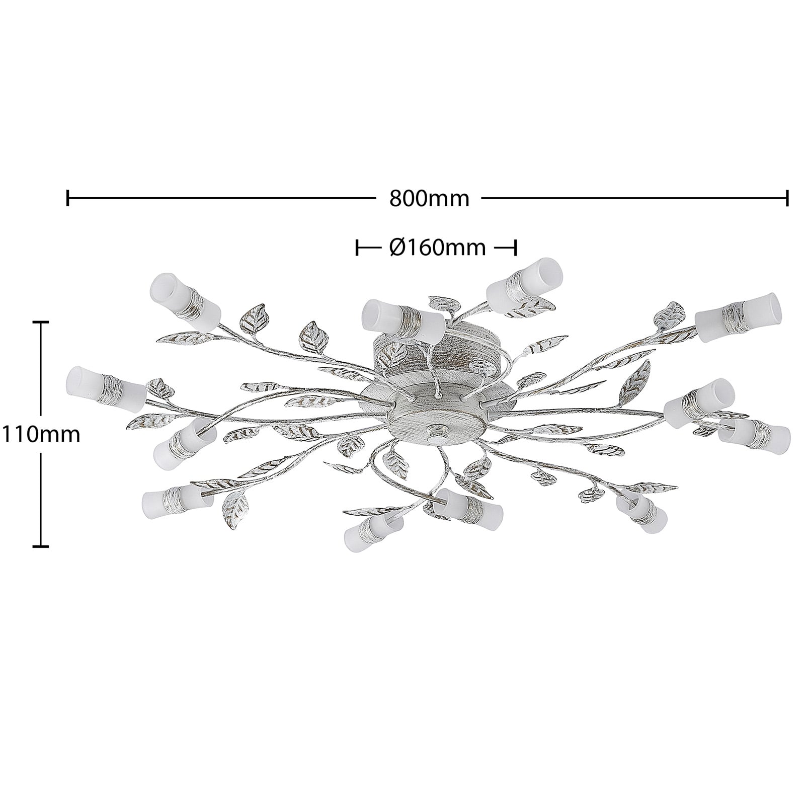 Montert LED taklampe Bolonia 12-lys bronse/hvit Ø80 cm i rom