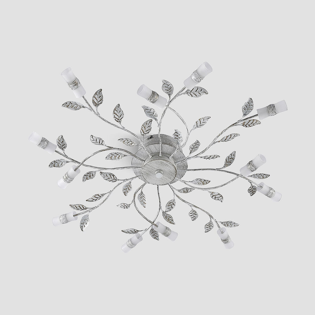Oversikt av LED taklampe Bolonia 12-lys bronse/hvit Ø80 cm fra siden