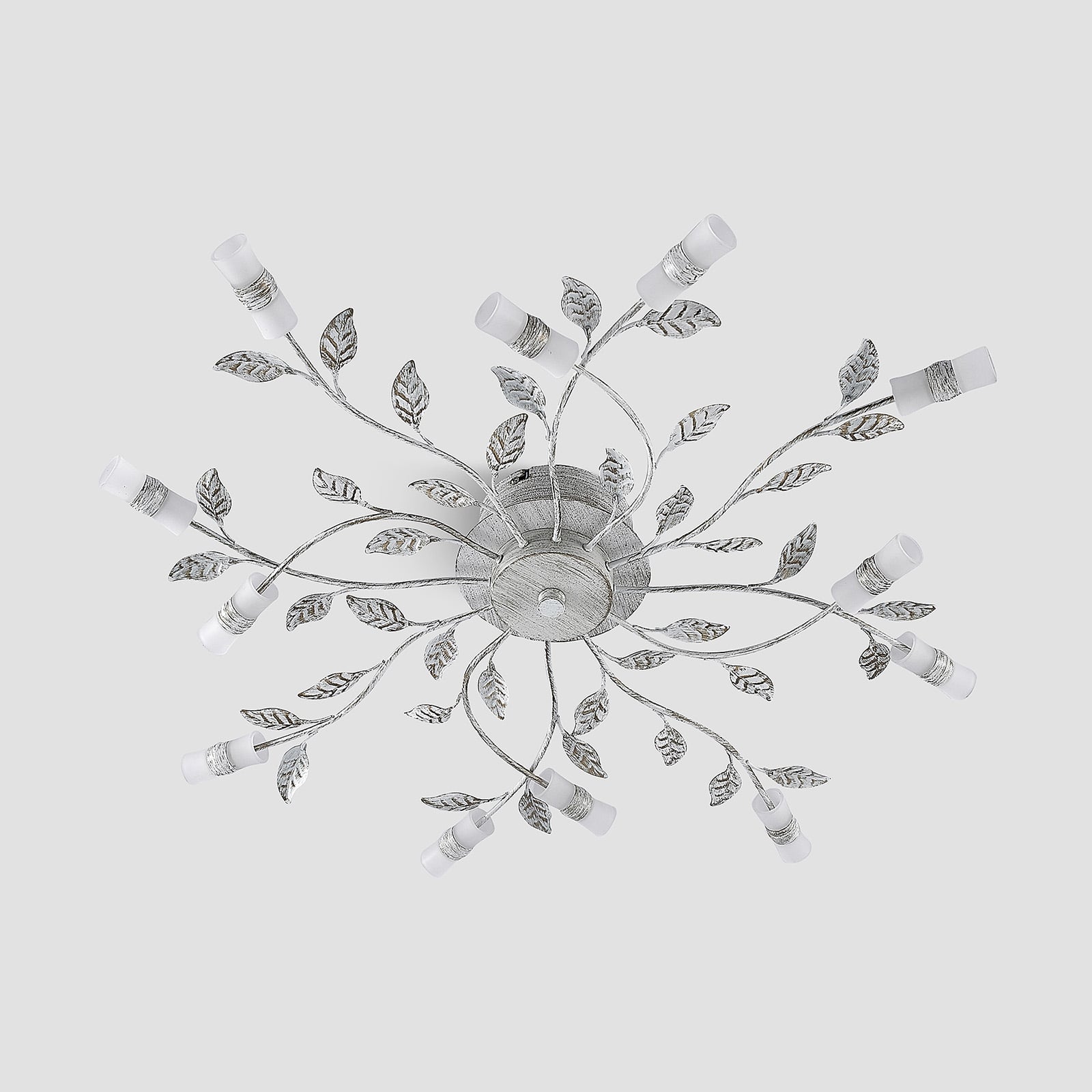 Oversikt av LED taklampe Bolonia 12-lys bronse/hvit Ø80 cm fra siden