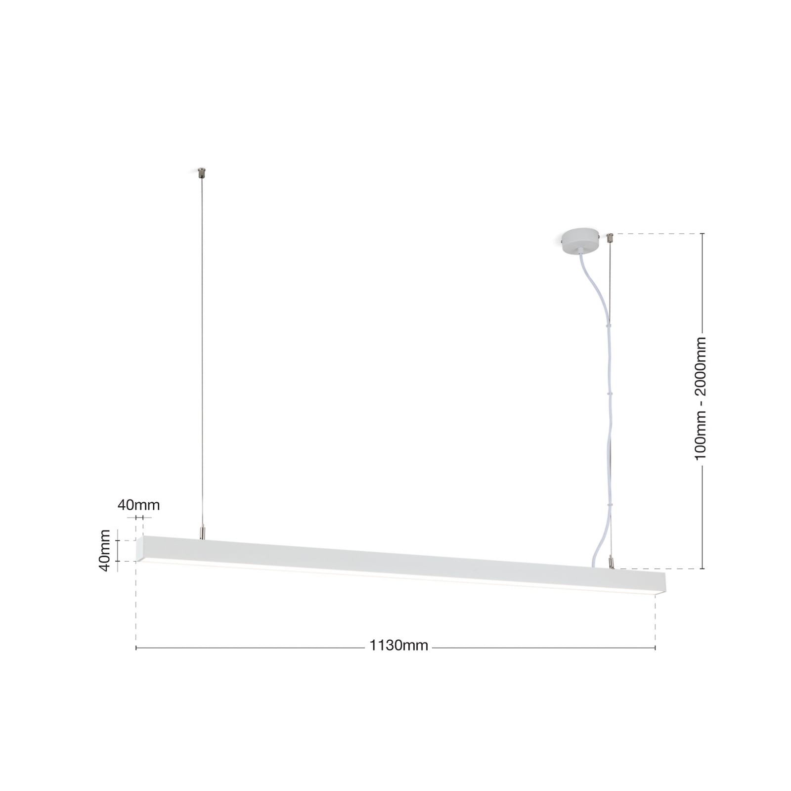 LED taklampe Bounce hvit aluminium CCT 113 cm 35W bakside