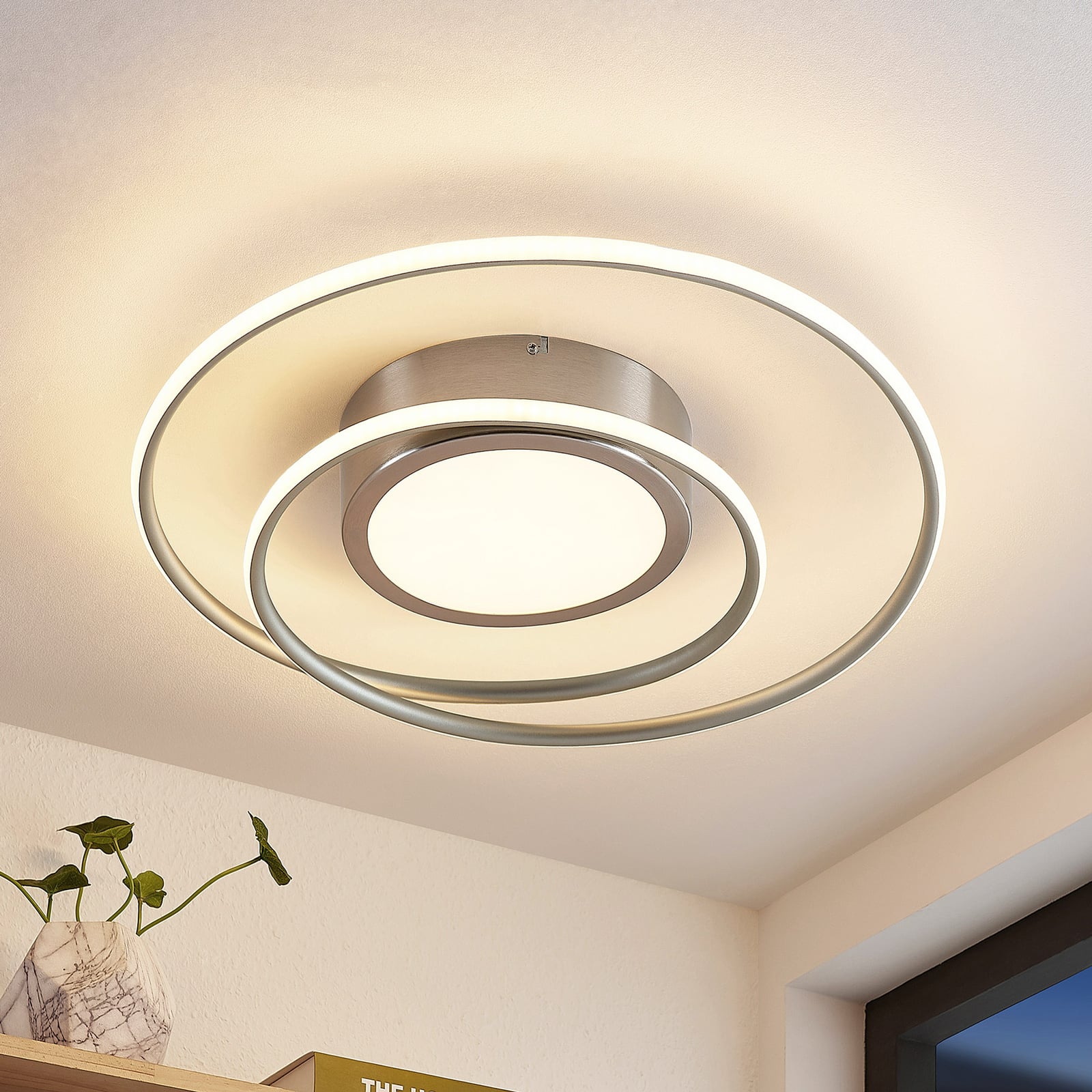 LED taklampe Bovia dimbar CCT med fjernkontroll Ø60 cm forfra