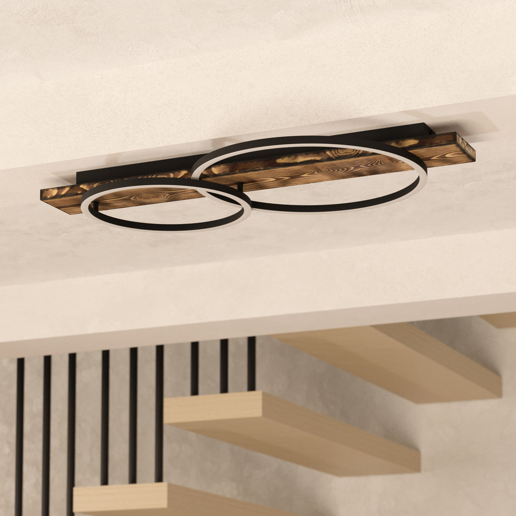 LED taklampe Boyal 2-lys tre brun 78x40 cm bakside