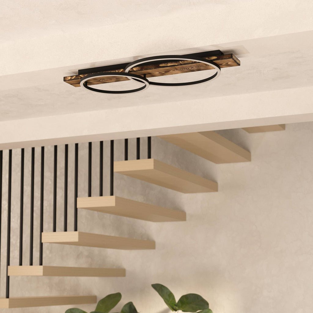 LED taklampe Boyal 2-lys tre brun 78x40 cm designoversikt