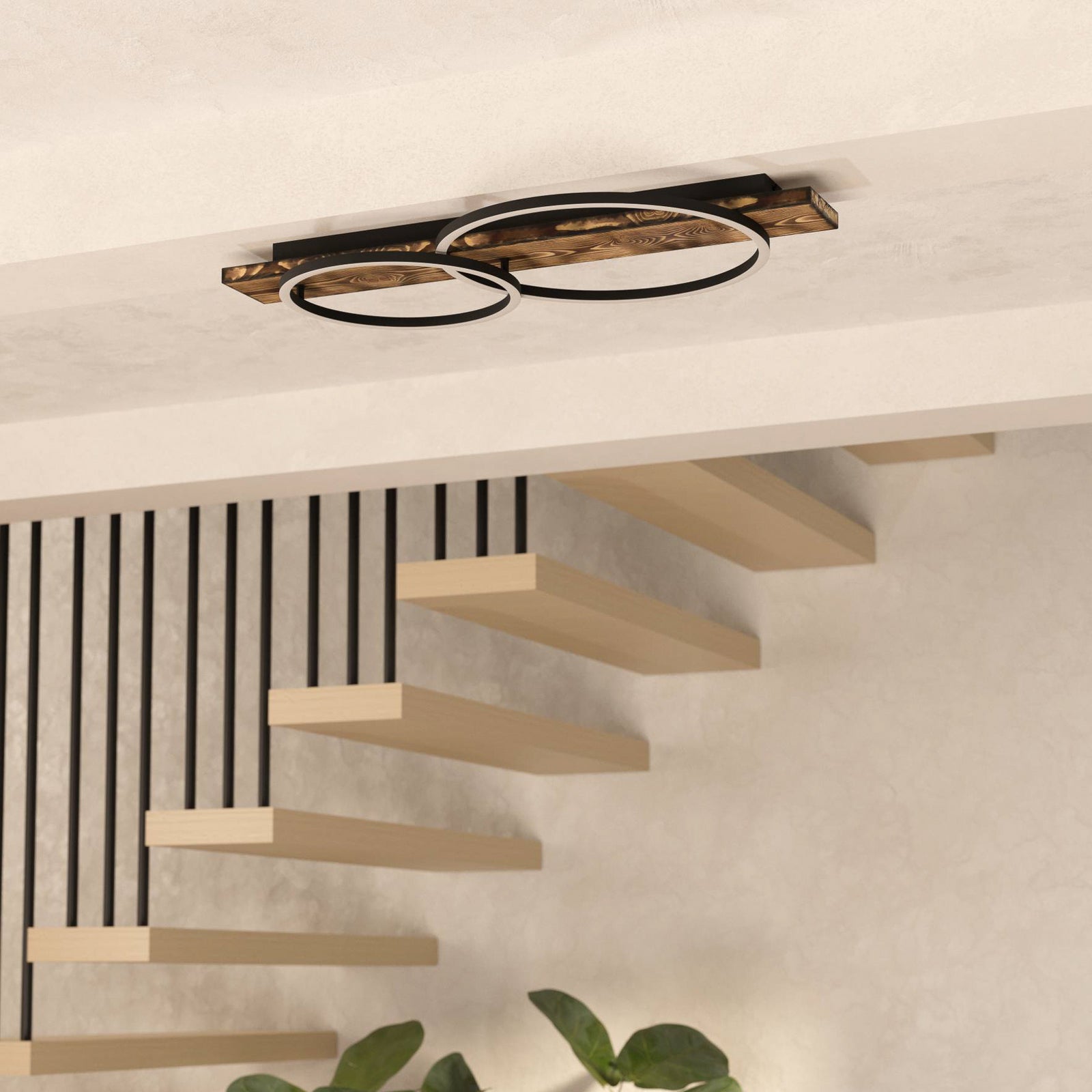 LED taklampe Boyal 2-lys tre brun 78x40 cm designoversikt