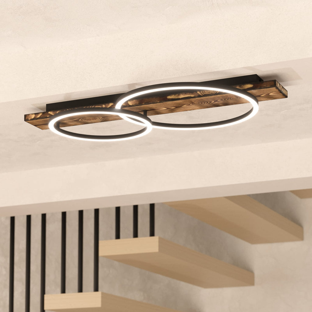 LED taklampe Boyal 2-lys tre brun 78x40 cm forfra
