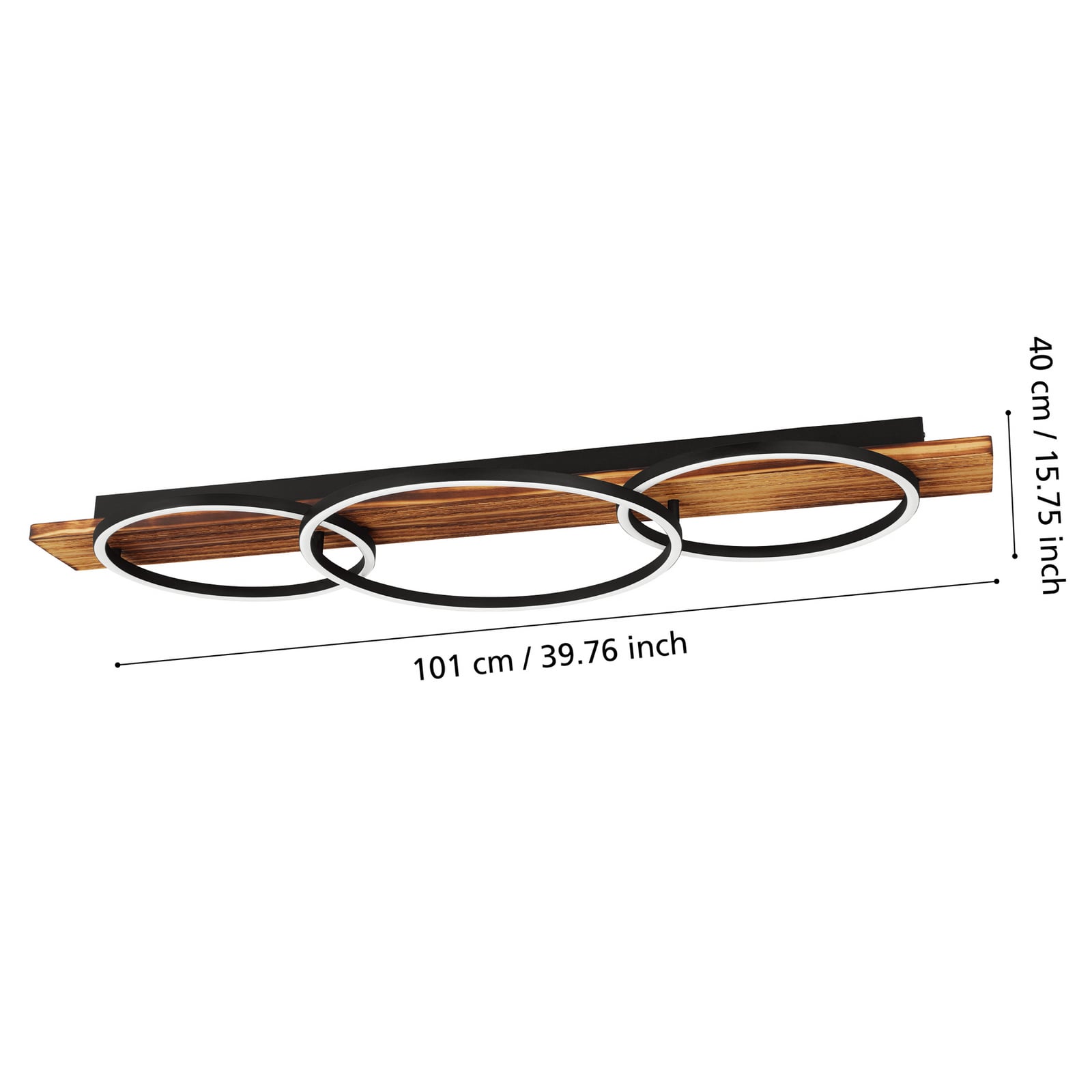 LED taklampe Boyal 3-lys tre/stål svart 101 cm detalj