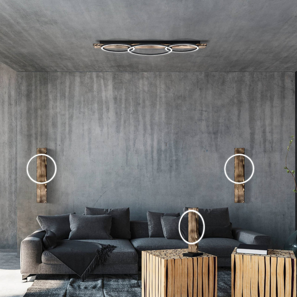 LED taklampe Boyal 3-lys tre/stål svart 101 cm montert i rom