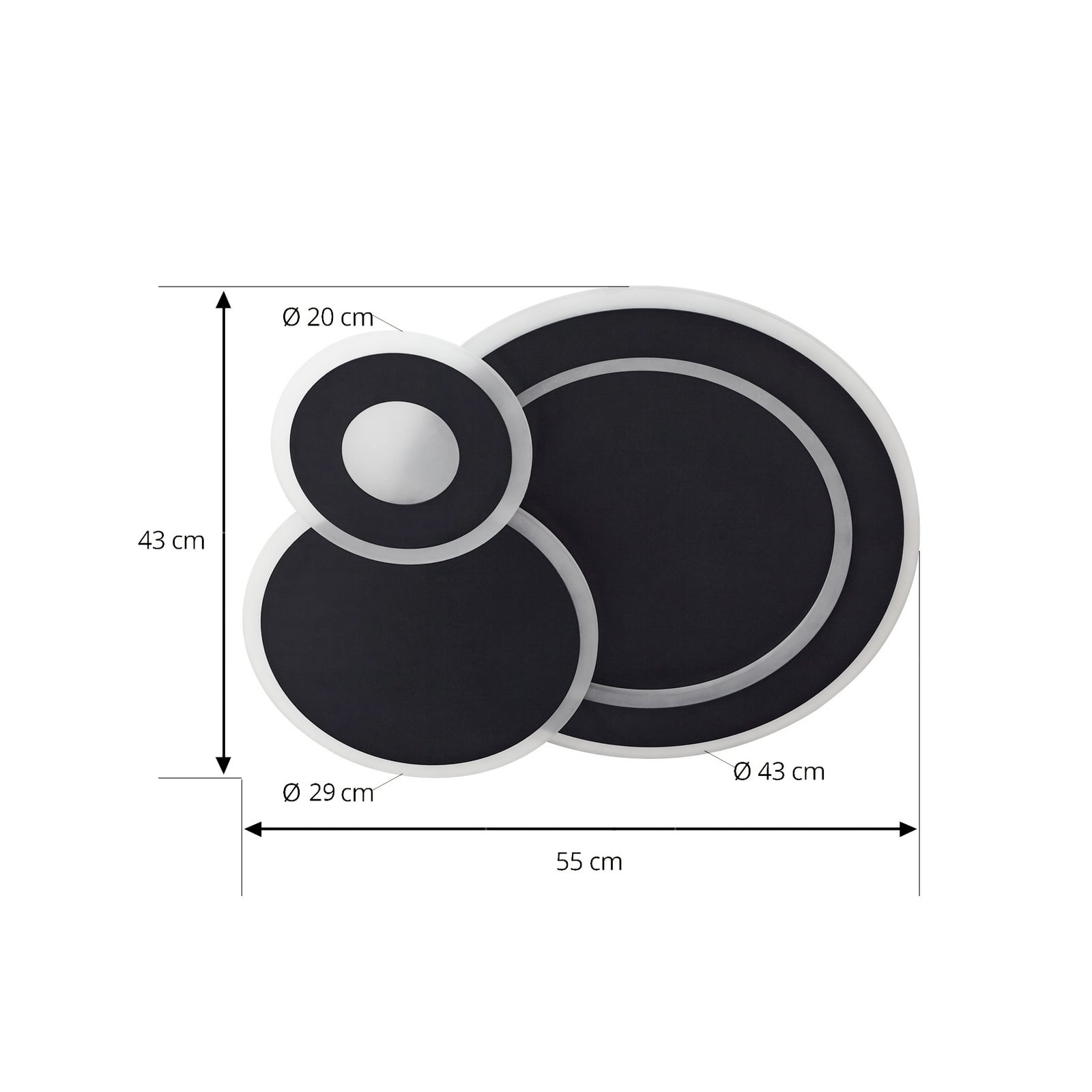LED taklampe Briar svart CCT dimbar 56 cm nærbilde av fjernkontroll