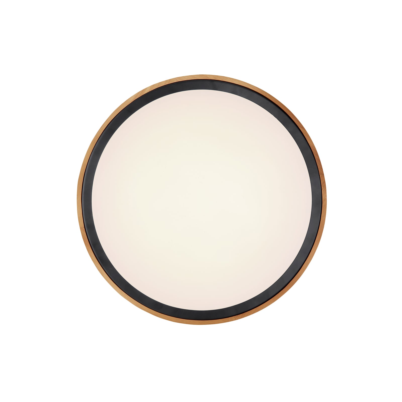 Montert LED taklampe Bruno med treramme CCT Ø44 cm 24W i rom